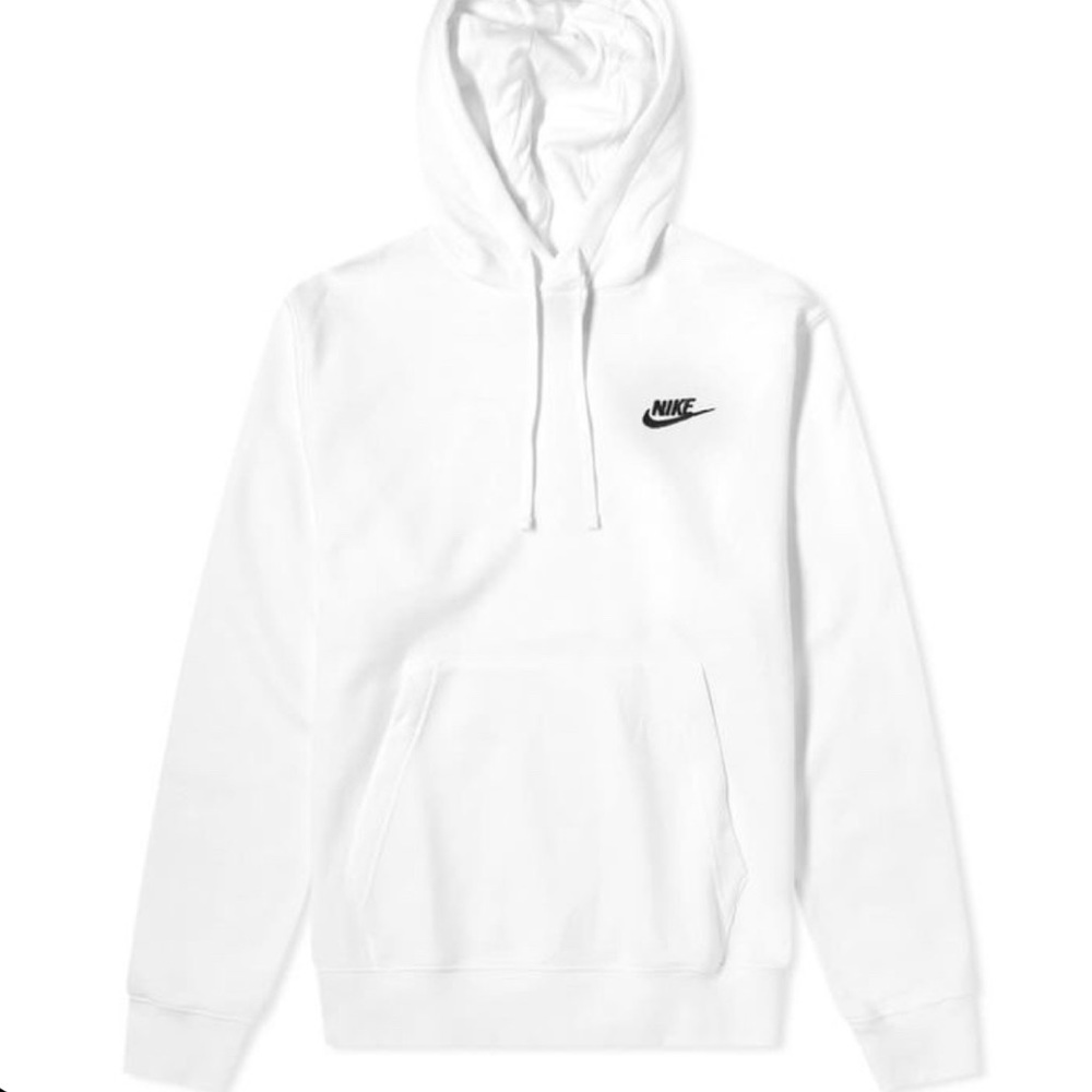 nike white fleece pullover hoodie / sweatshirt